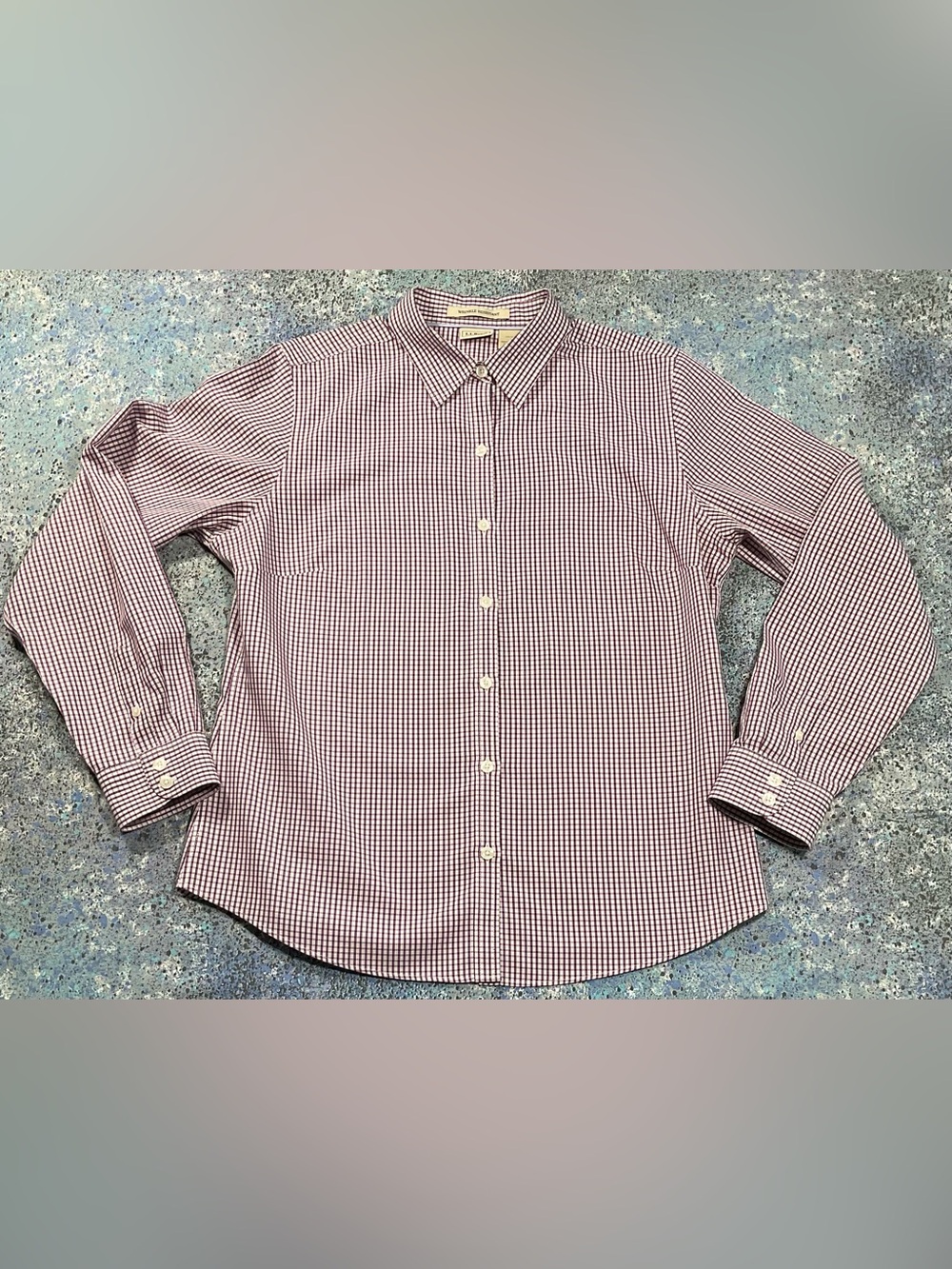 L.L.Bean Women’s Small Purple Plaid Wrinkle Resistant 100% Cotton Button Down